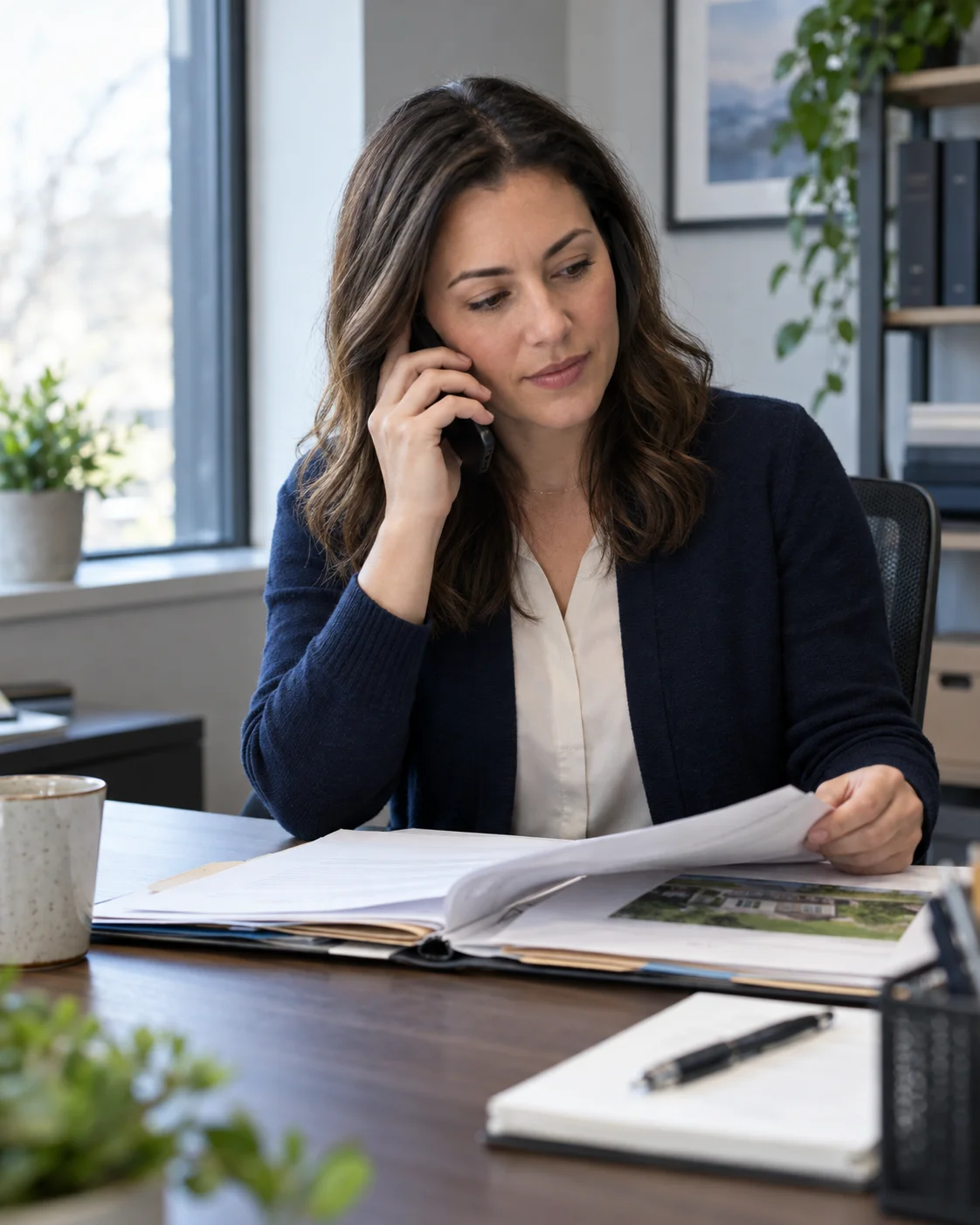 Illustrative coordinator discussing a property file by phone