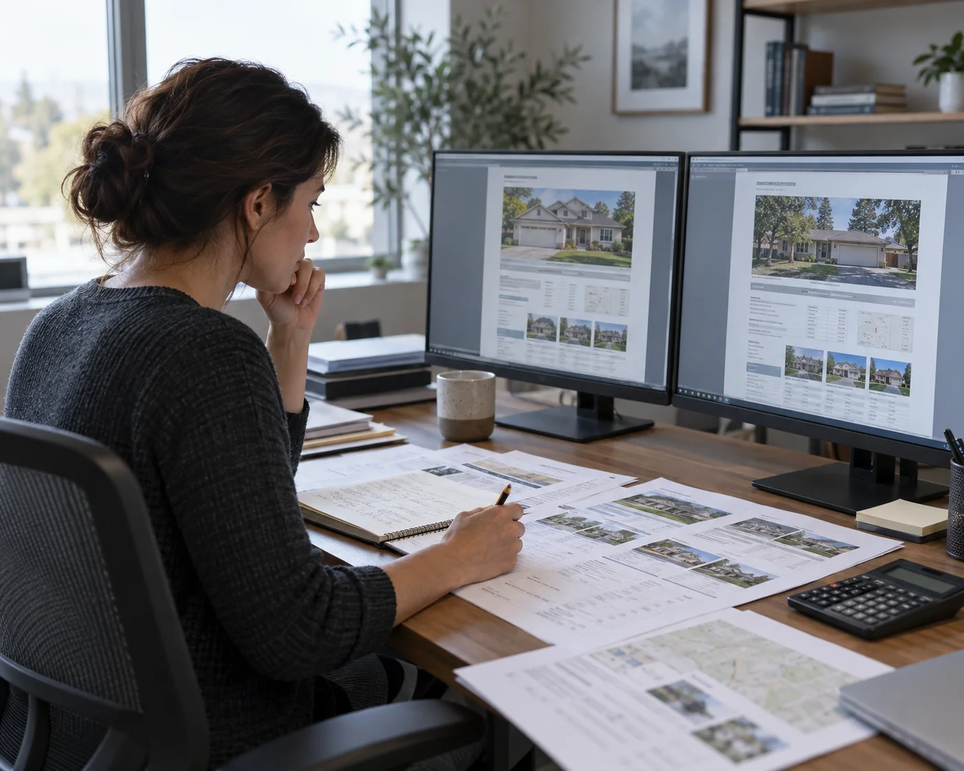 Appraisal documents being compared at a desk